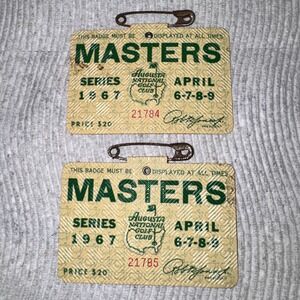 Vintage 1967 Masters Tournament Series Badges Augusta National Golf Club Pair